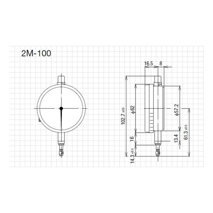 CITIZEN Mu-METRON meetklok 2M-100, Aflezing 1 µm, 57mm schaaldiameter
