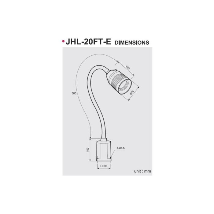 Flexibele Machinelamp Jarrer JHL-20FT-E met 7W 60° Power LED